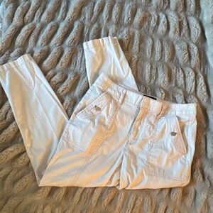 White House Black Market Pret-A-Jet Cream/Light Pink Ankle Pants